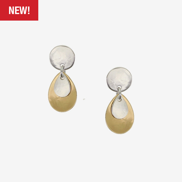 Marjorie Baer Post Earrings: Small Disc with Layered Teardrops