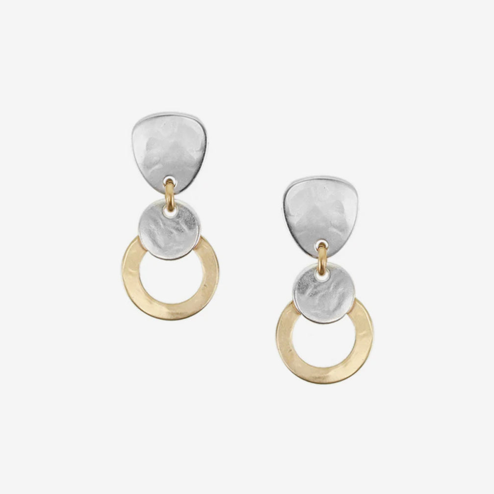 Marjorie Baer Post Earrings: Pointed Top with Disc and Ring