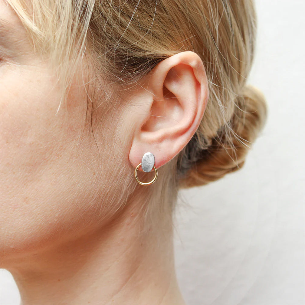 Marjorie Baer Post Earrings: Mini Oval with Ring