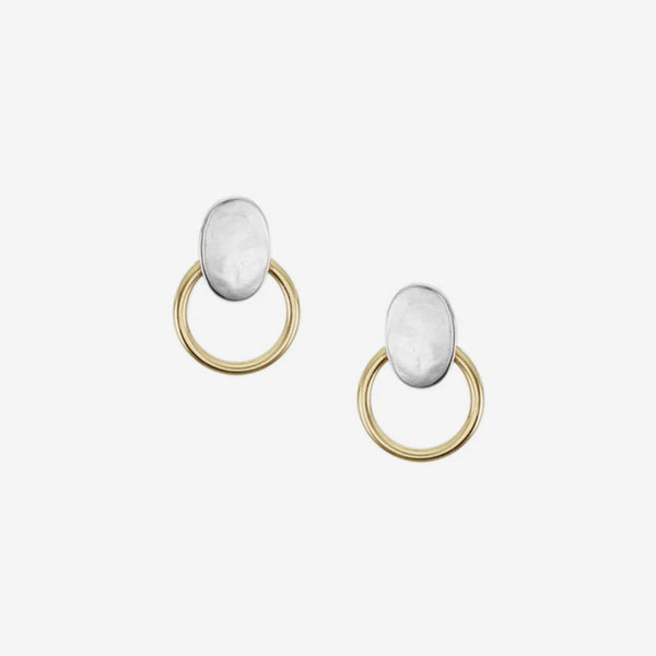 Marjorie Baer Post Earrings: Mini Oval with Ring