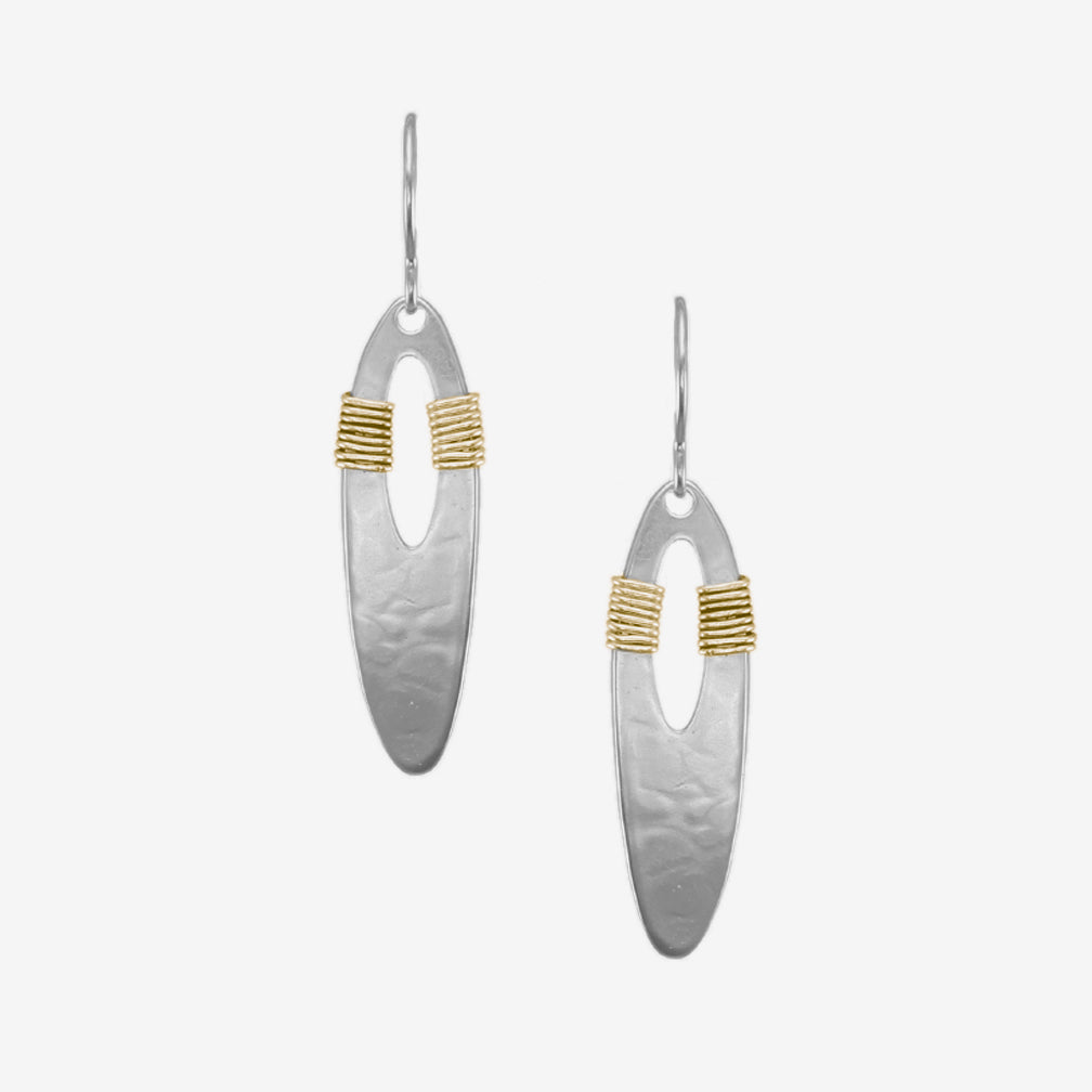 Marjorie Baer Wire Earrings: Wire Wrapped Open Oval, Silver
