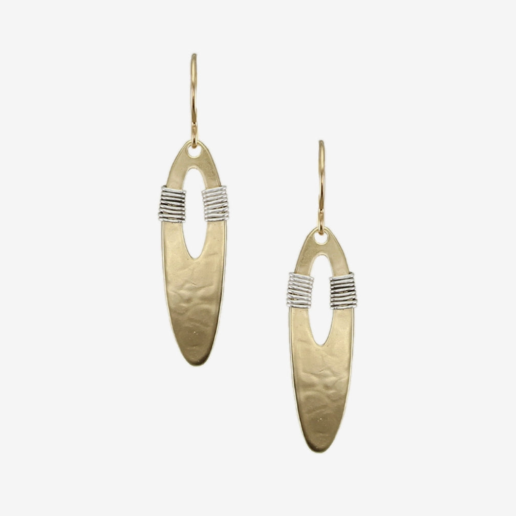 Marjorie Baer Wire Earrings: Wire Wrapped Open Oval, Brass