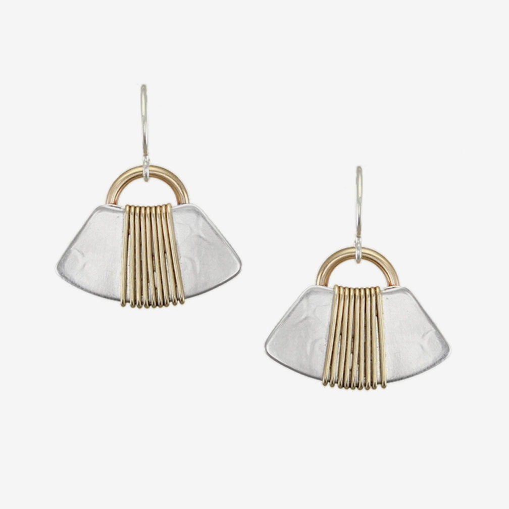 Marjorie Baer Wire Earrings: Ring with Wire Wrapped Fan, Silver