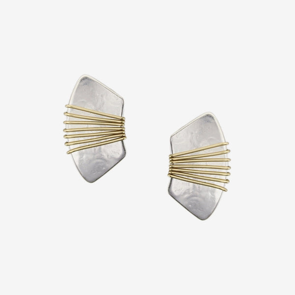 Marjorie Baer Post Earrings: Wire Wrapped Fan, Medium Silver