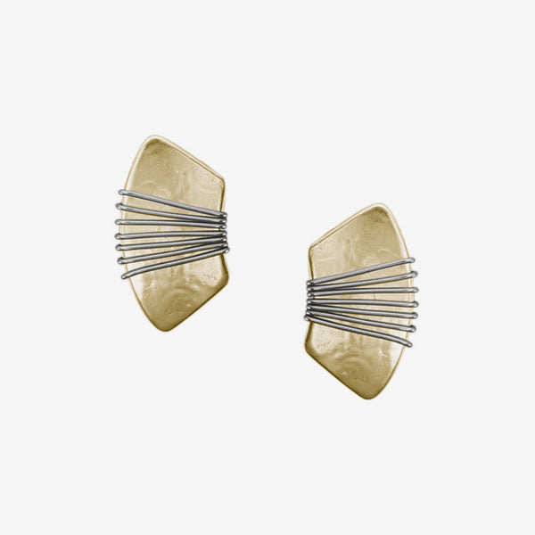 Marjorie Baer Post Earrings: Wire Wrapped Fan, Medium Brass
