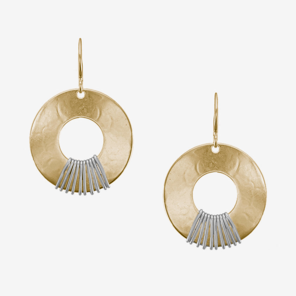 Marjorie Baer Wire Earrings: Wire Wrapped Cutout Disc, Brass