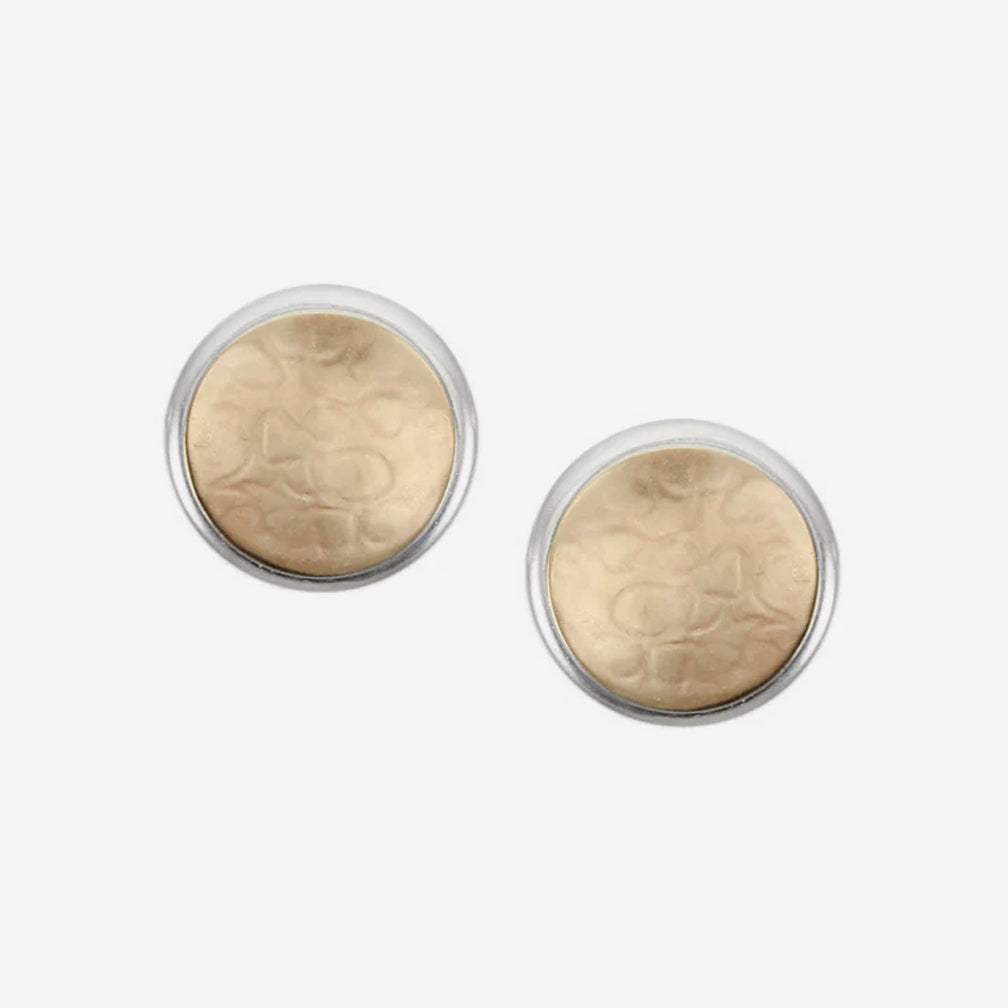 Marjorie Baer Post Earrings: Button, Medium Brass