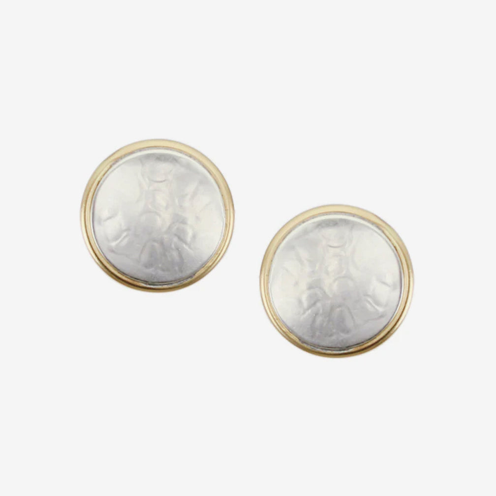 Marjorie Baer Post Earrings: Button, Medium Silver