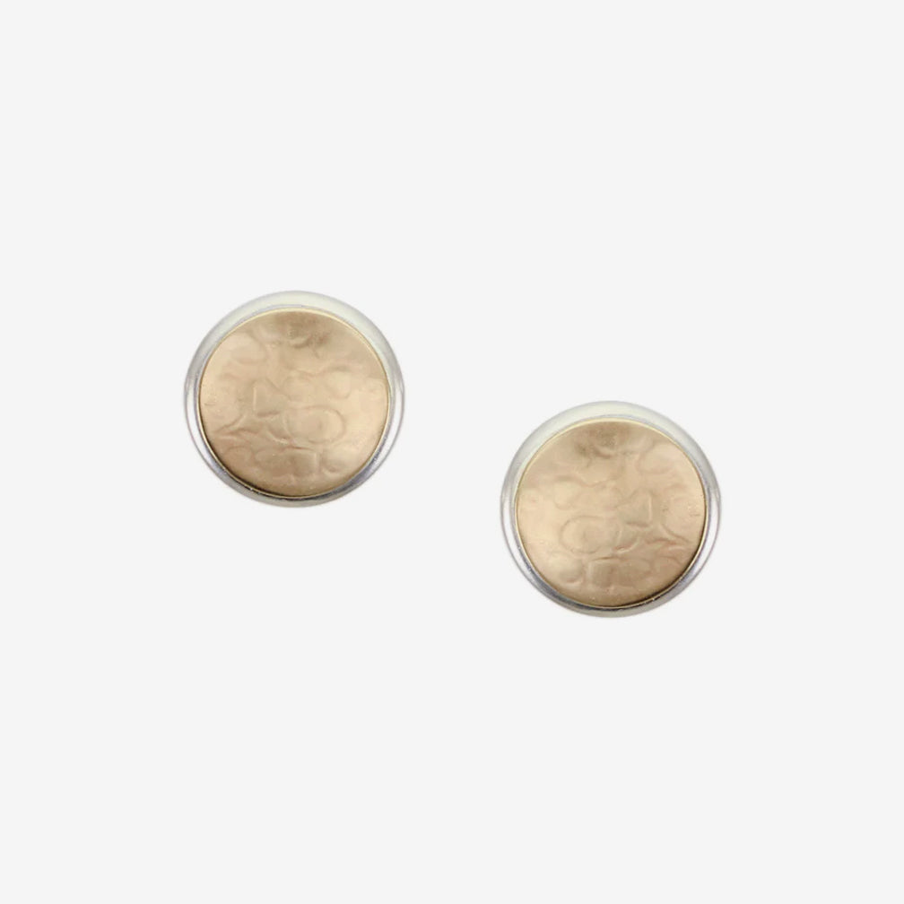 Marjorie Baer Post Earrings: Button, Small Brass