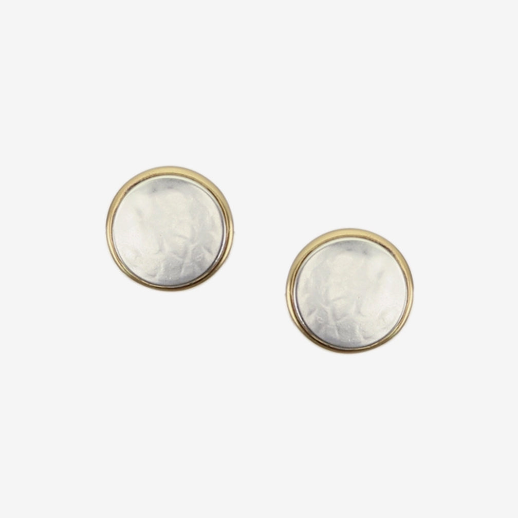 Marjorie Baer Post Earrings: Button, Small Silver