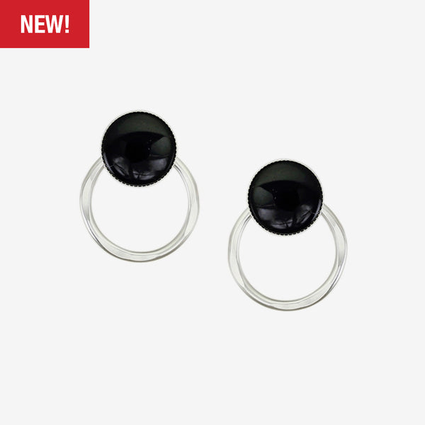 Marjorie Baer Post Earrings: Medium Black Cabochon with Ring