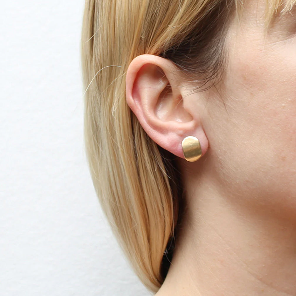 Marjorie Baer Post Earrings: Small Oval, Brass