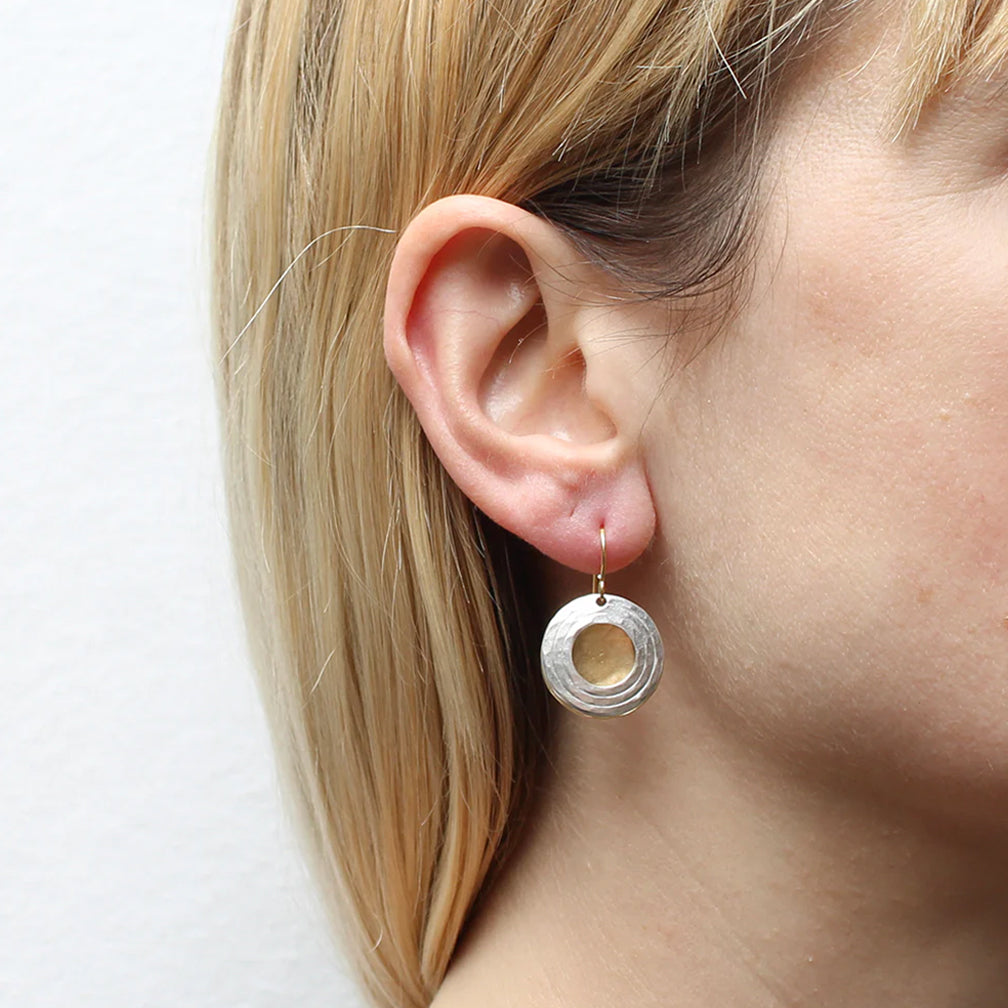 Marjorie Baer Wire Earrings: Textured Ring and Disc, Medium