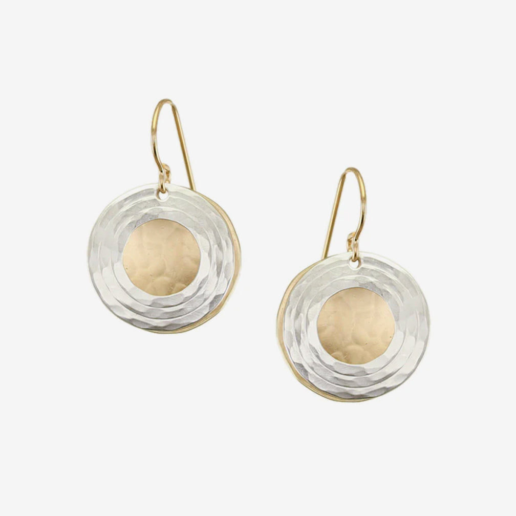Marjorie Baer Wire Earrings: Textured Ring and Disc, Medium