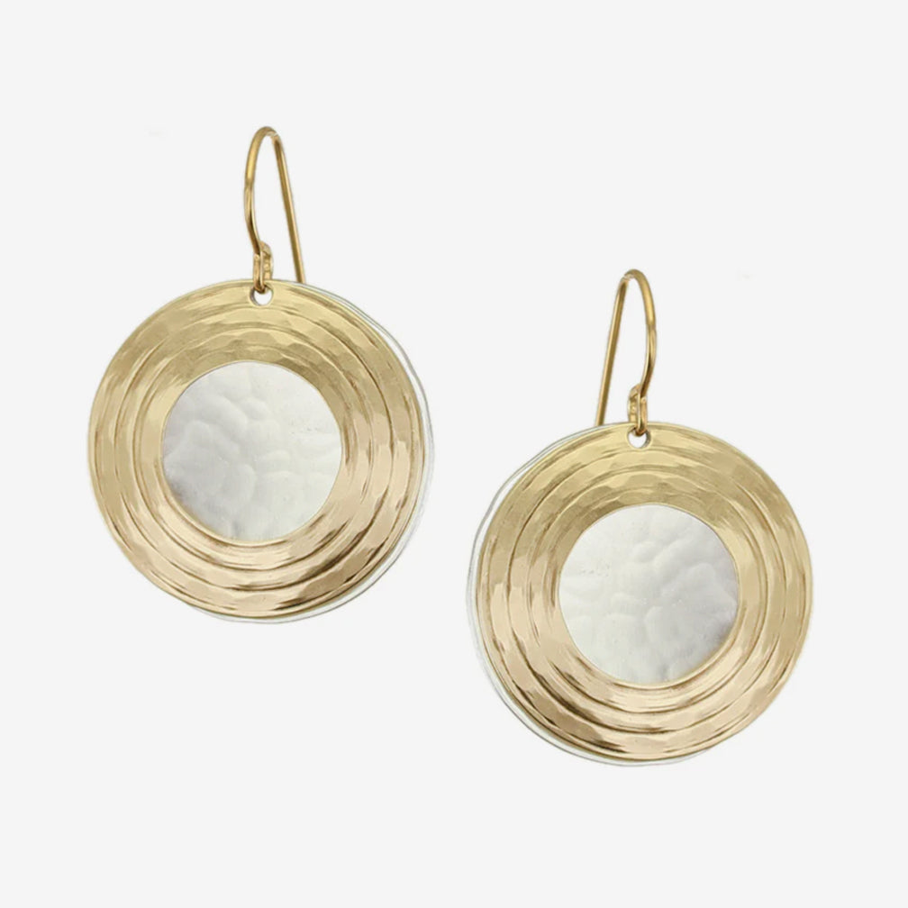 Marjorie Baer Wire Earrings: Textured Ring and Disc, Large