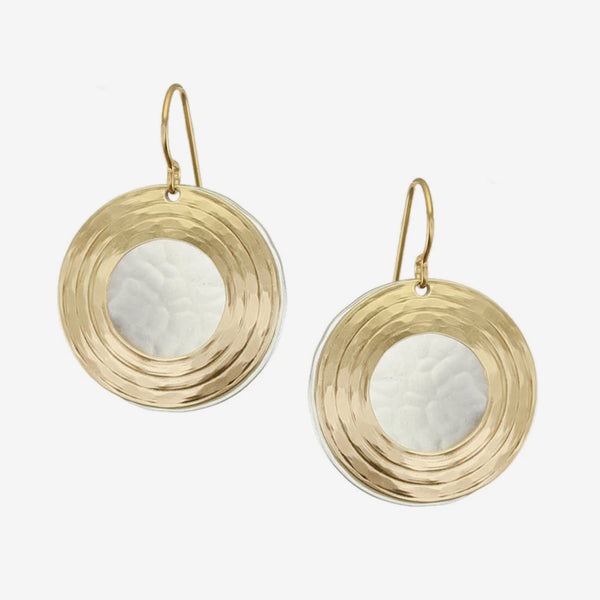 Marjorie Baer Wire Earrings: Textured Ring and Disc, Large