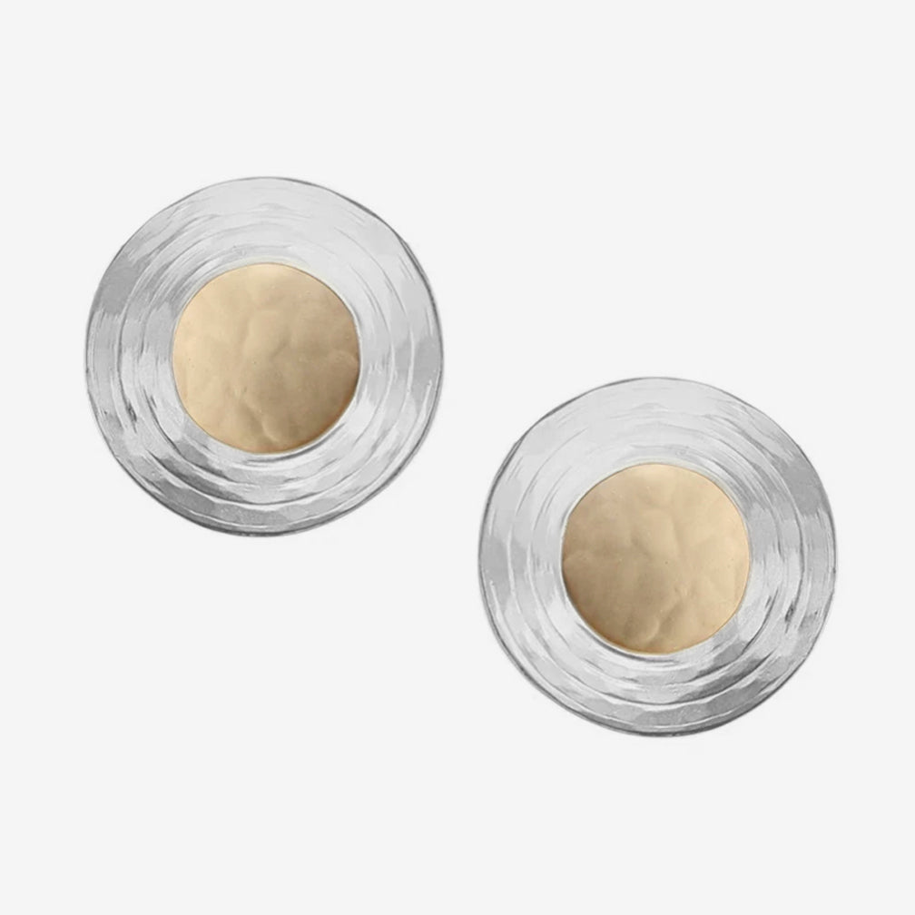 Marjorie Baer Clip Earrings: Textured Ring and Disc