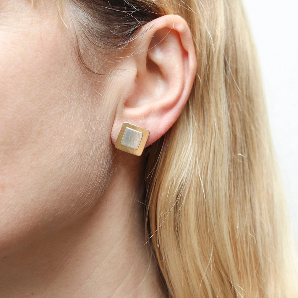 Marjorie Baer Post Earrings: Stacked Squares