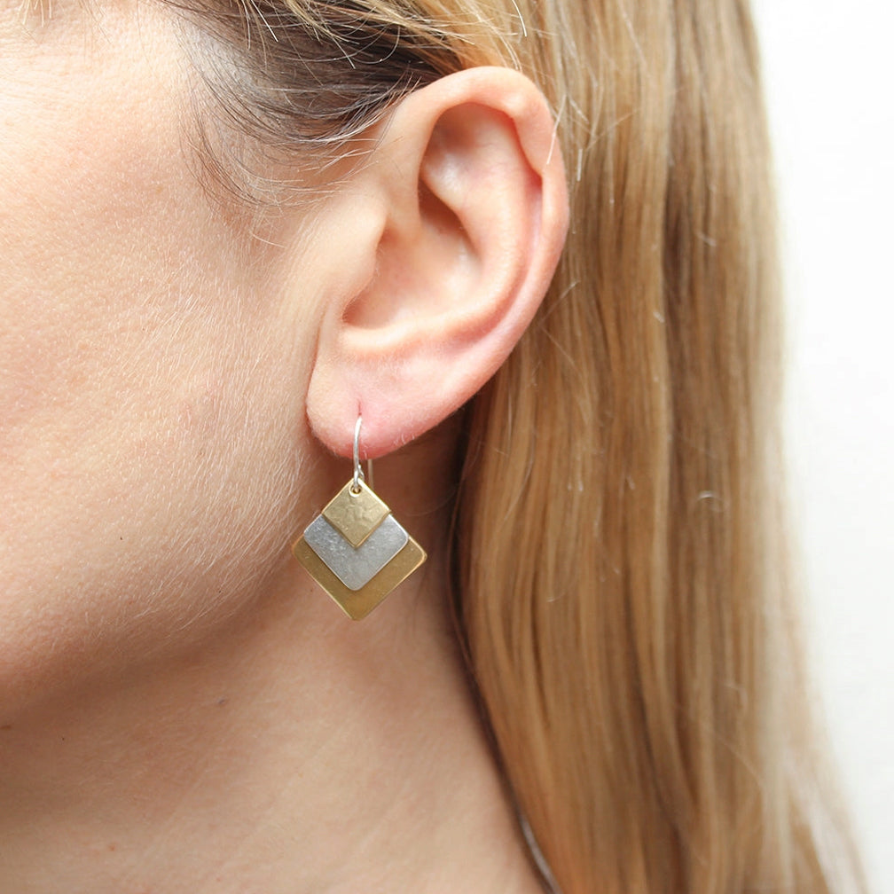 Marjorie Baer Wire Earrings: Small Hammered Squares