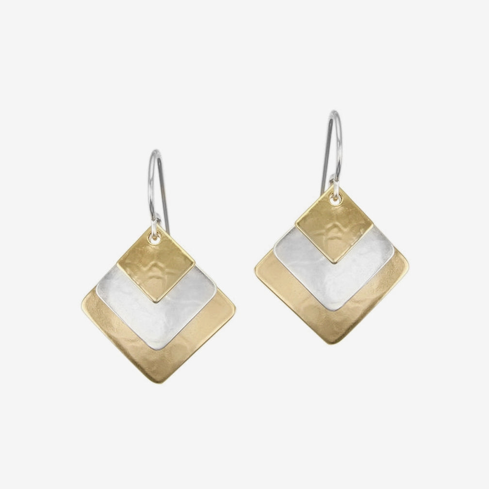 Marjorie Baer Wire Earrings: Small Hammered Squares
