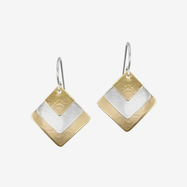 Marjorie Baer Wire Earrings: Small Hammered Squares