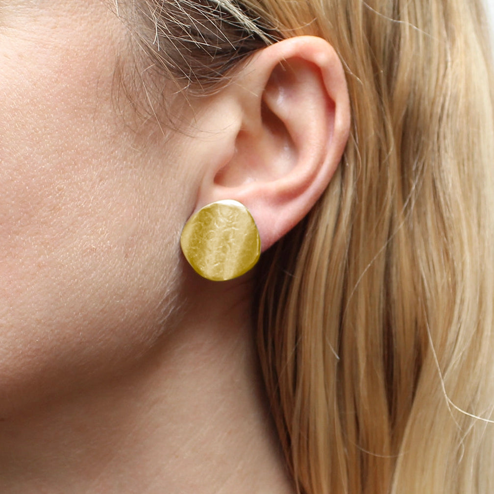 Marjorie Baer Post Earrings: Medium Organic Polka Dot, Brass