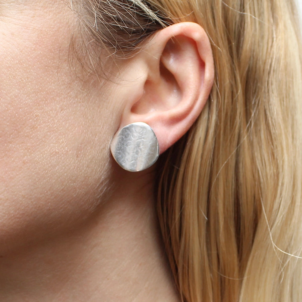 Marjorie Baer Post Earrings: Medium Organic Polka Dot, Silver