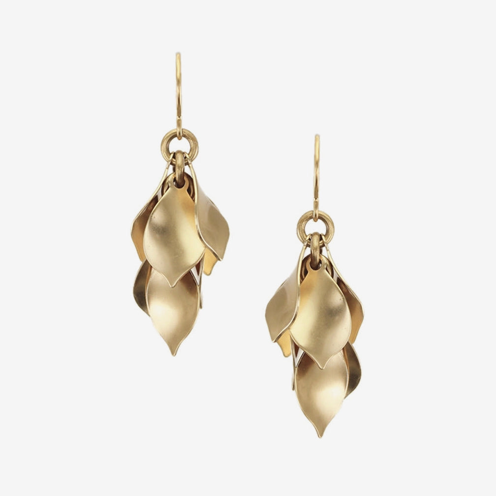Marjorie Baer Wire Earrings: Medium Layered Petals, Brass