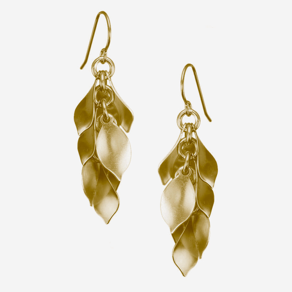 Marjorie Baer Wire Earrings: Large Layered Petals, Brass