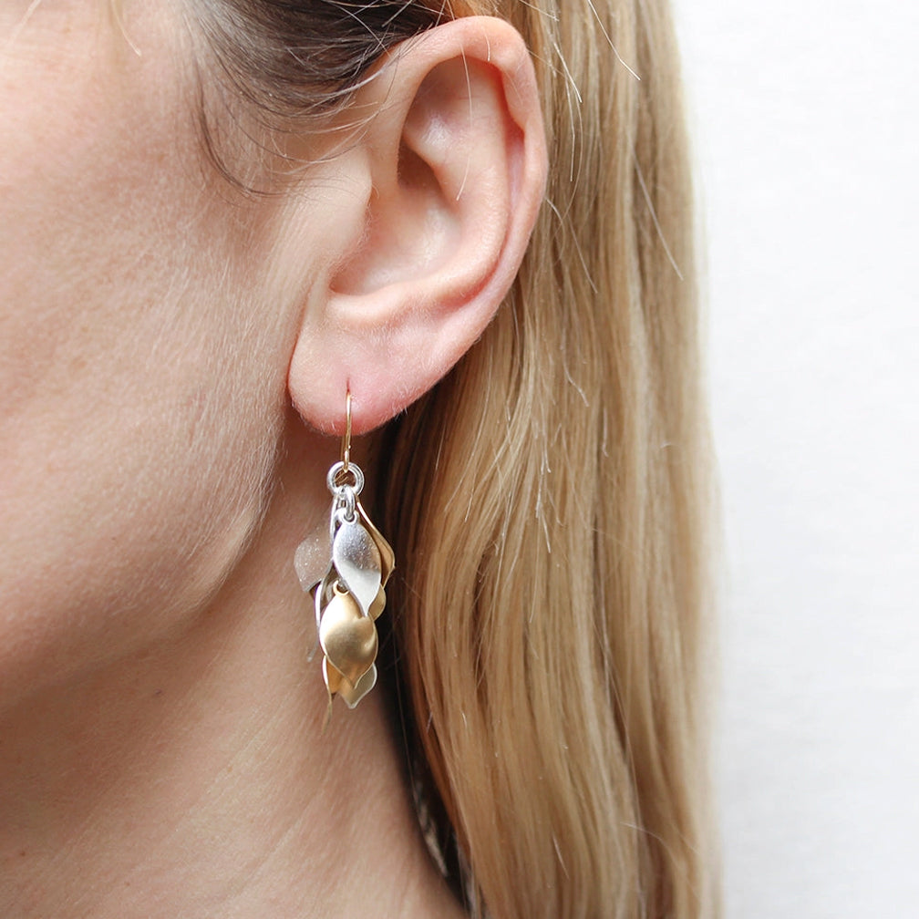 Marjorie Baer Wire Earrings: Large Layered Petals, Brass