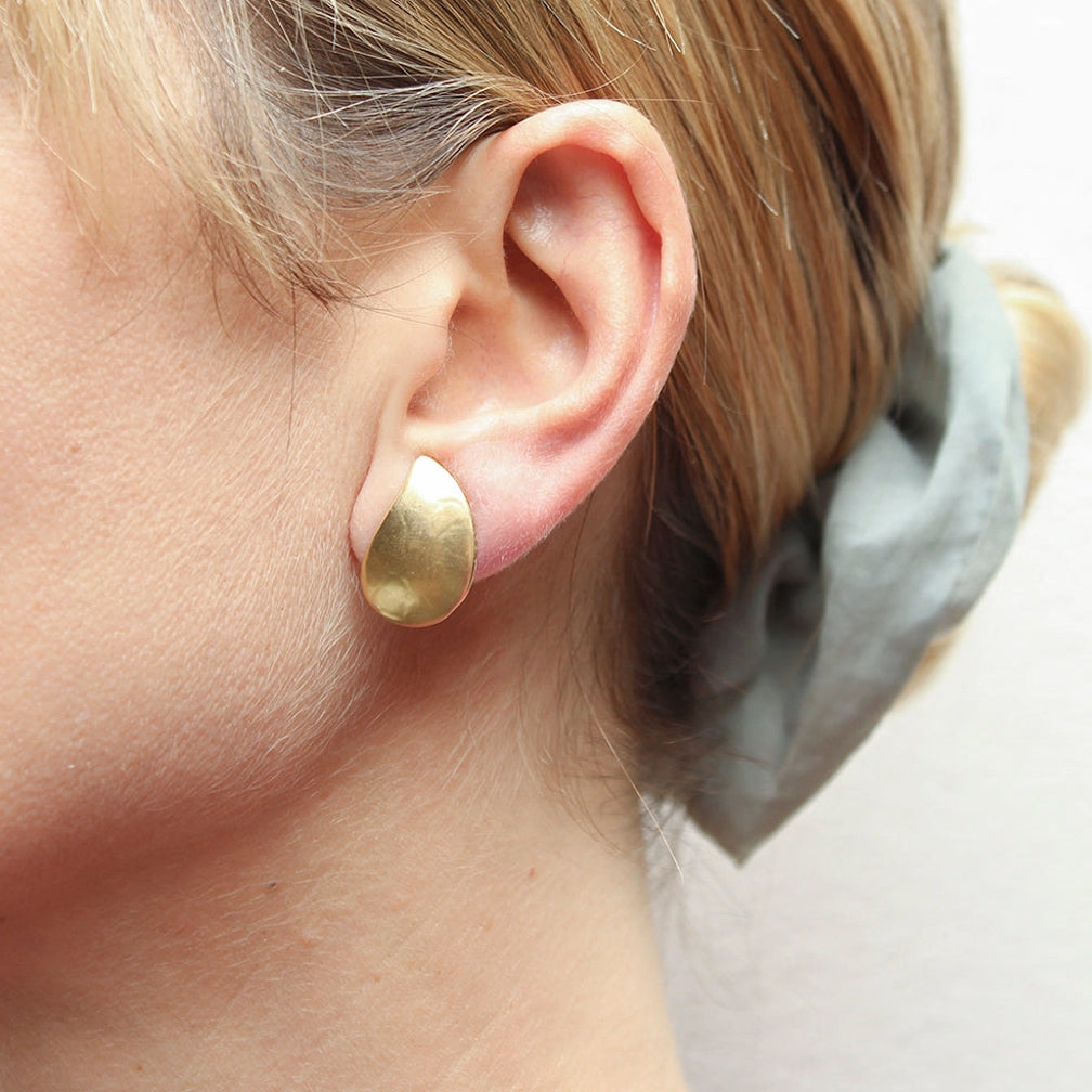 Marjorie Baer Post Earrings: Small Paisley, Brass