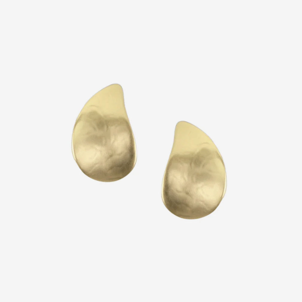 Marjorie Baer Post Earrings: Small Paisley, Brass