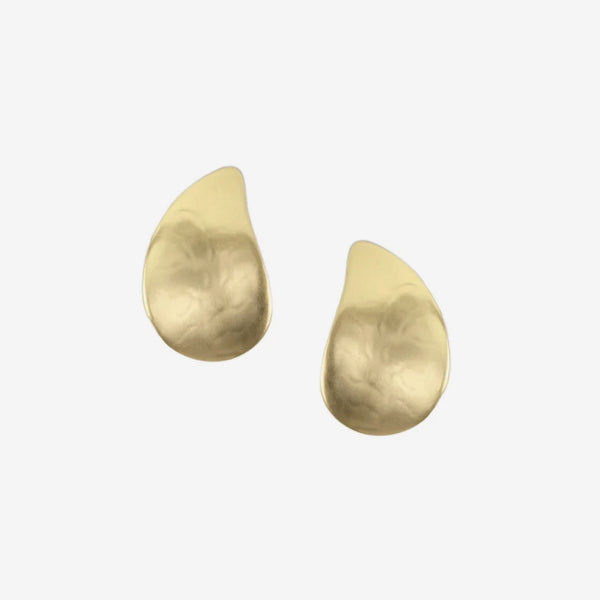 Marjorie Baer Post Earrings: Small Paisley, Brass