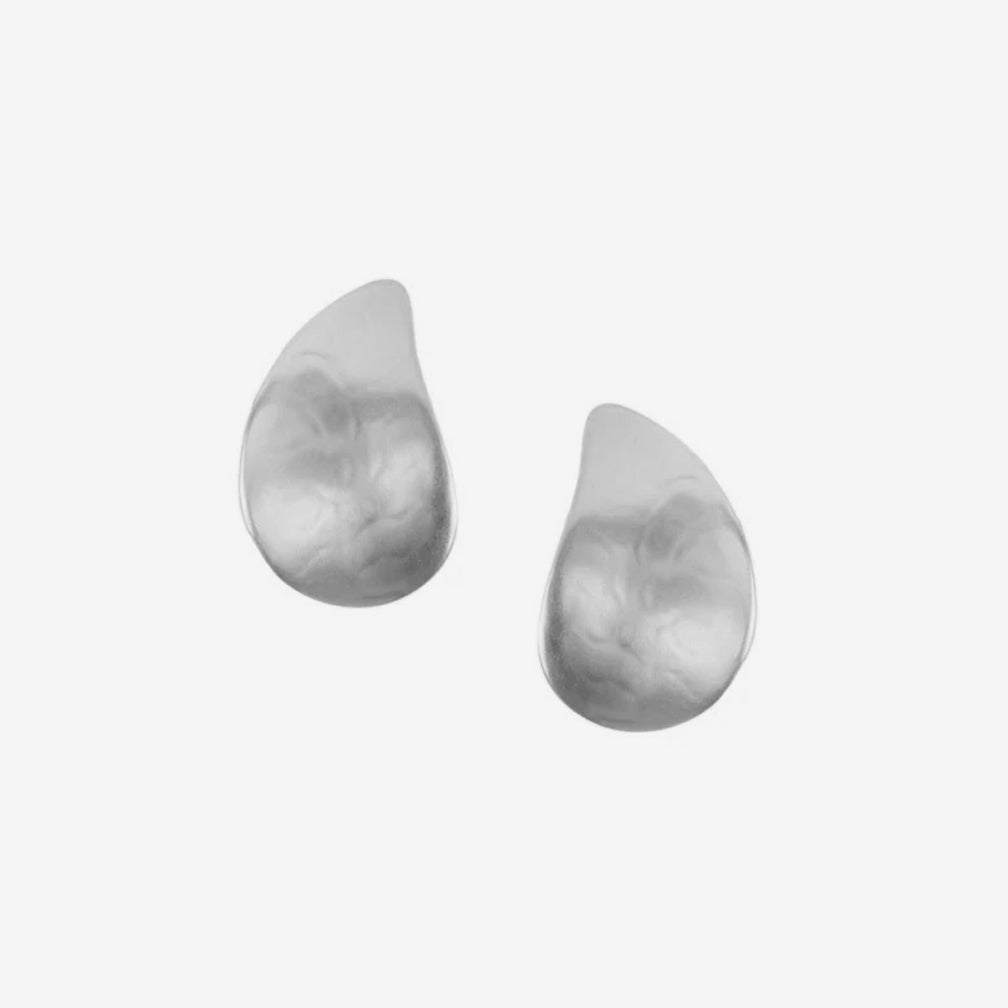Marjorie Baer Post Earrings: Small Paisley, Silver