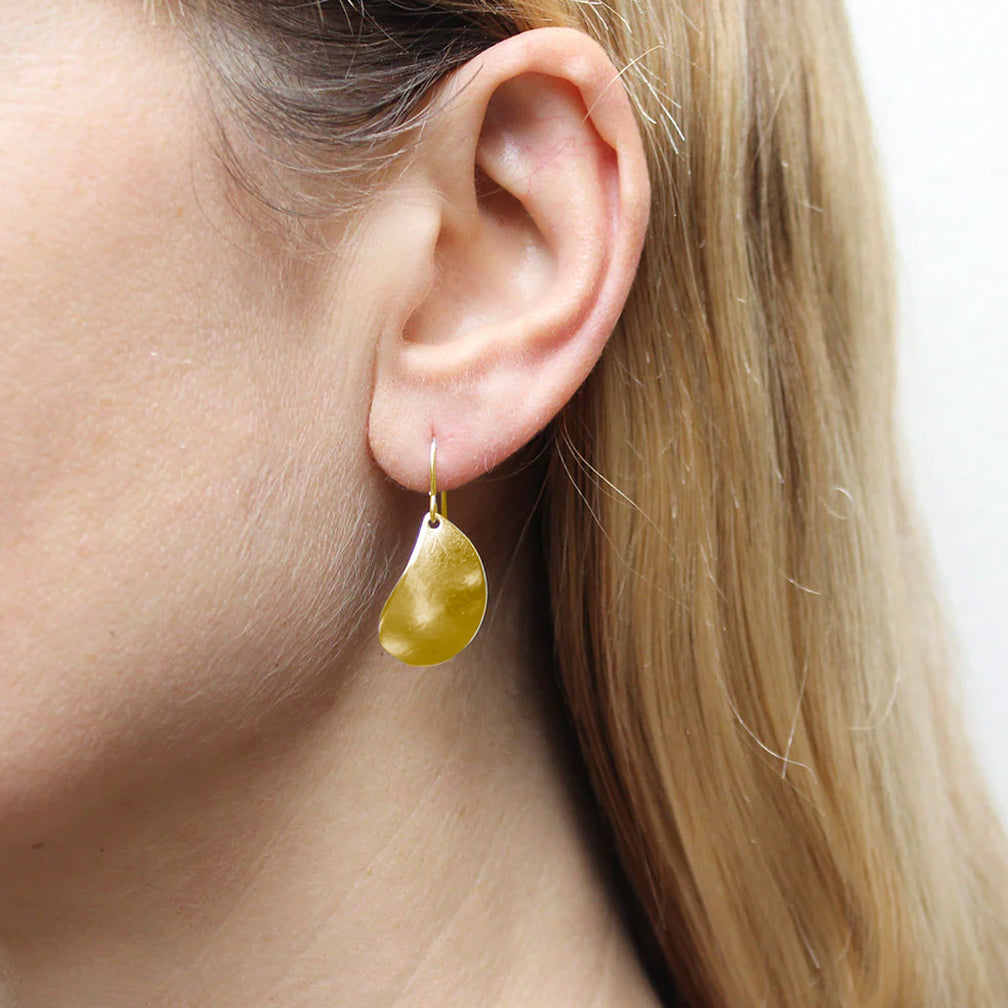 Marjorie Baer Wire Earrings: Small Paisley, Brass