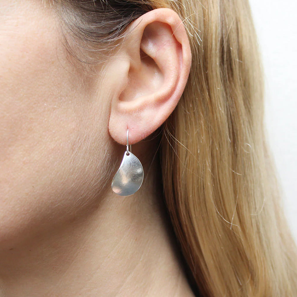 Marjorie Baer Wire Earrings: Small Paisley, Silver