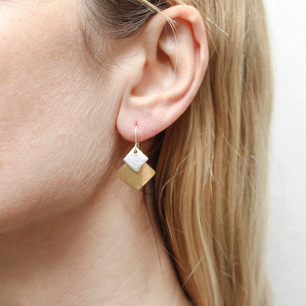 Marjorie Baer Wire Earrings: Small Layered Squares