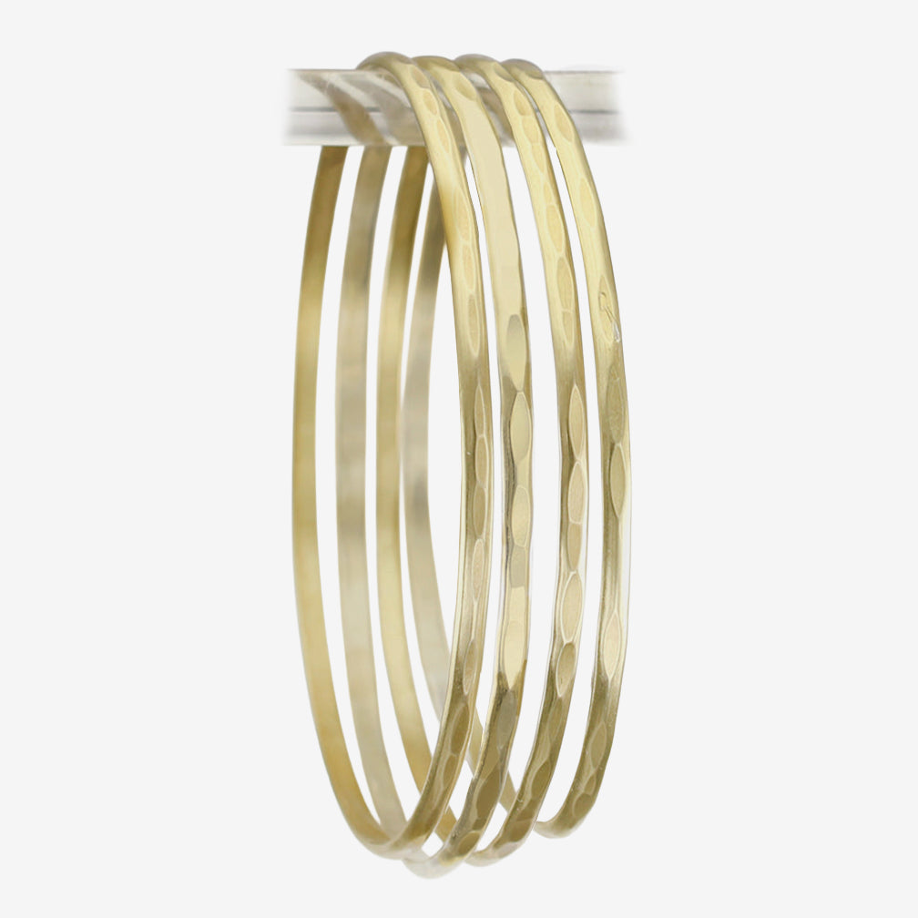 Marjorie Baer Bracelet: Four Hammered Bangles, Brass