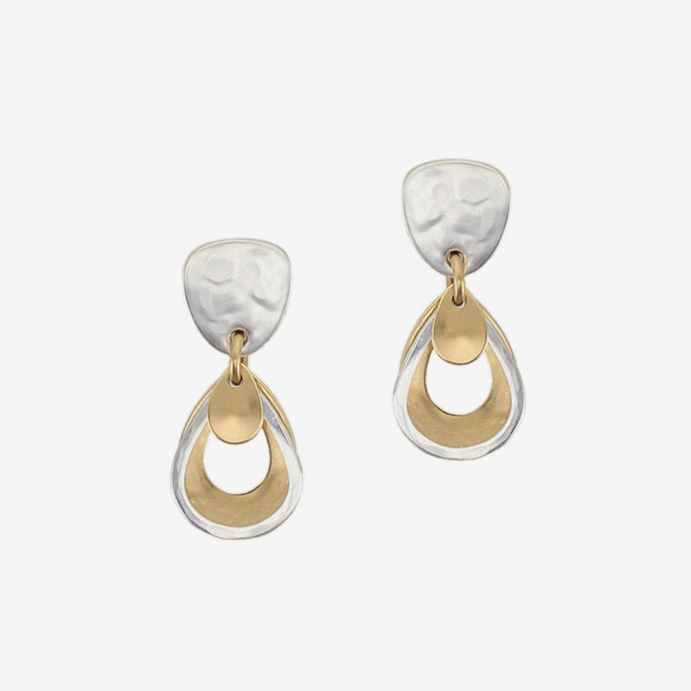Marjorie Baer Post Earrings: Rounded Top with Layered Teardrop Rings