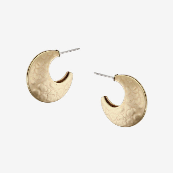 Marjorie Baer Post Earrings: Crescent Hoop, Small Brass