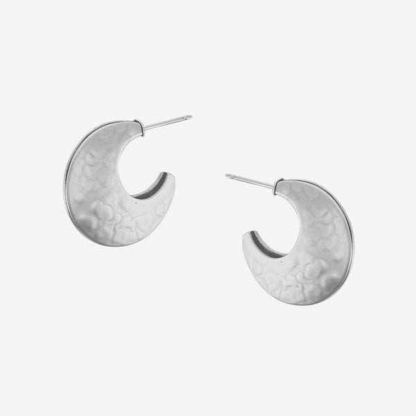 Marjorie Baer Post Earrings: Crescent Hoop, Small Silver