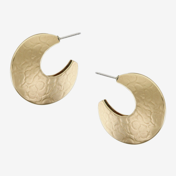 Marjorie Baer Post Earrings: Crescent Hoop, Large Brass