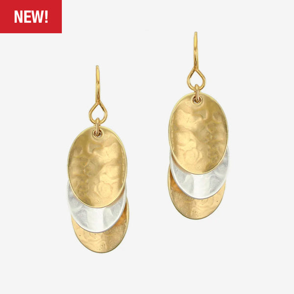 Marjorie Baer Wire Earrings: Small Stacked Dished Ovals
