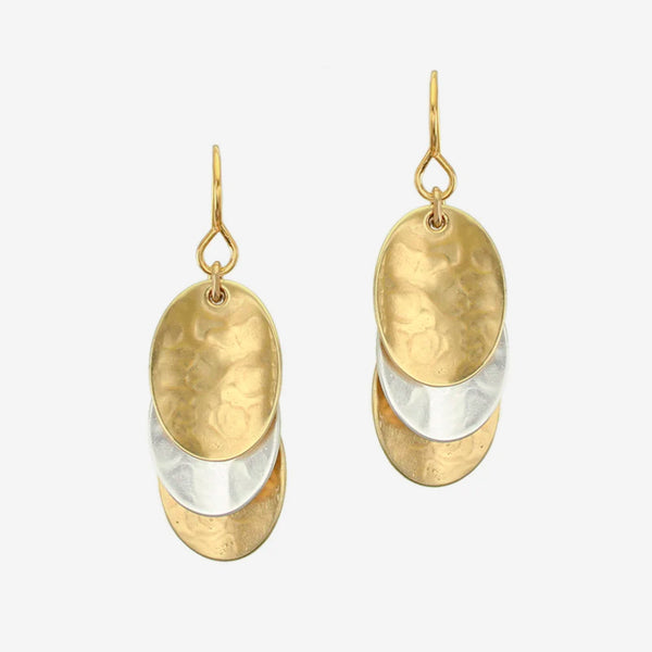 Marjorie Baer Wire Earrings: Small Stacked Dished Ovals