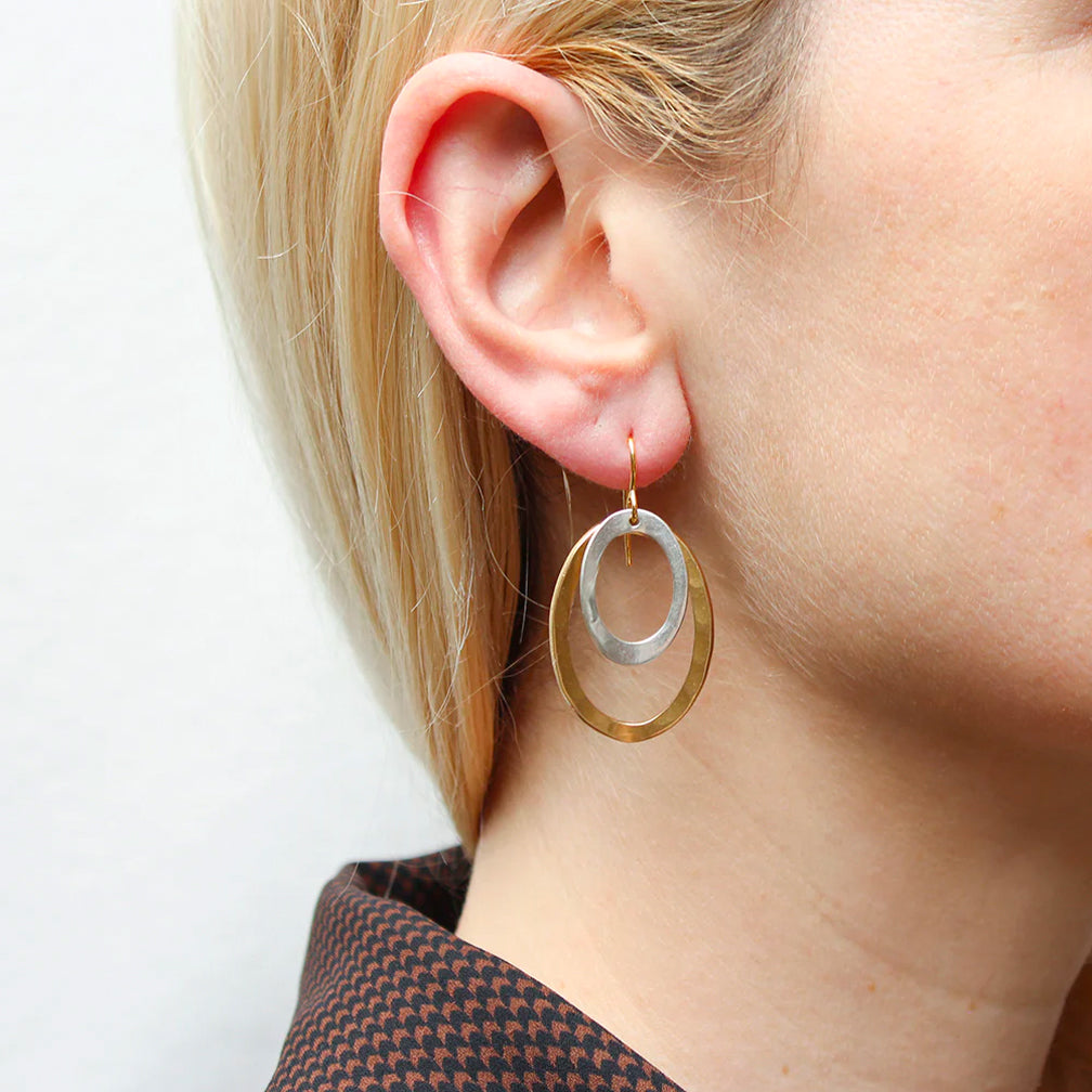 Marjorie Baer Wire Earrings: Hammered Oval Rings