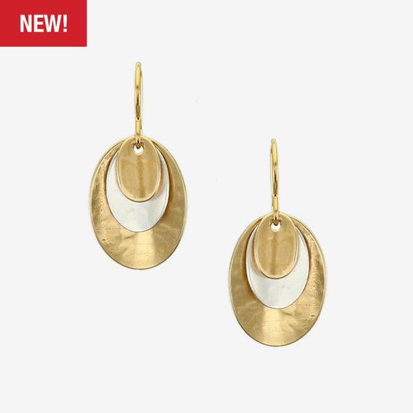 Marjorie Baer Wire Earrings: Layered Dished Ovals