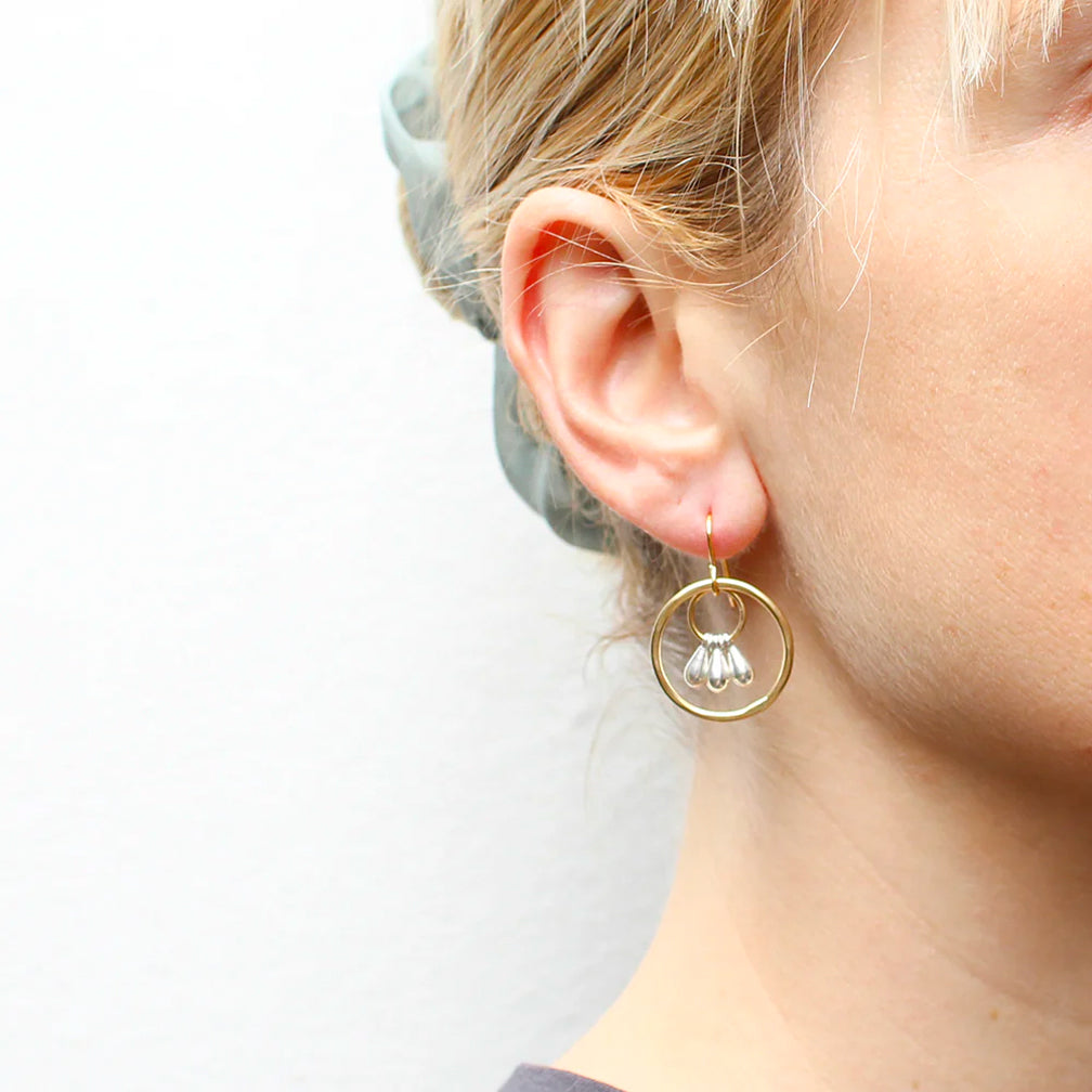 Marjorie Baer Wire Earrings: Small Double Ring with Teardrops