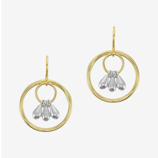 Marjorie Baer Wire Earrings: Small Double Ring with Teardrops