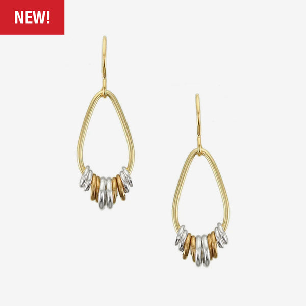Marjorie Baer Wire Earrings: Small Teardrop with Accent Rings