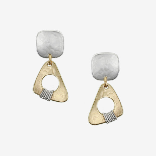Marjorie Baer Post Earrings: Square with Wire Wrapped Cutout Triangle, Small